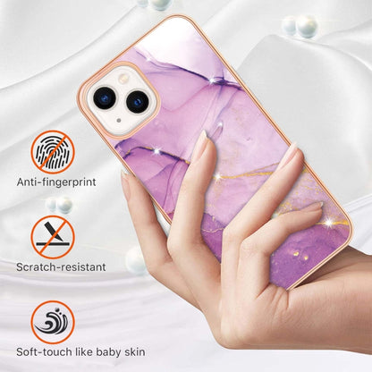 جراب هاتف IMD TPU مقاوم للصدمات بنمط رخامي مطلي بالكهرباء، مزدوج الجوانب، مناسب لأجهزة iPhone 14 وiPhone 14 Pro وiPhone 14 Plus وiPhone 14 Pro Max
