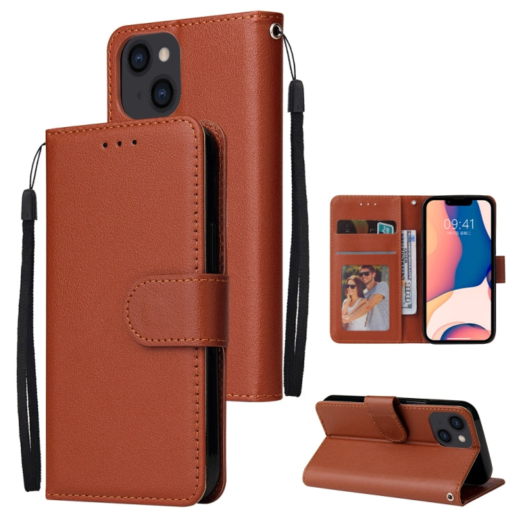 جراب جلدي متعدد الوظائف قابل للطي أفقيًا مع ثلاث فتحات للبطاقات، لهاتف iPhone 14، وiPhone 14 Plus، وiPhone 14 Pro، وiPhone 14 Pro Max