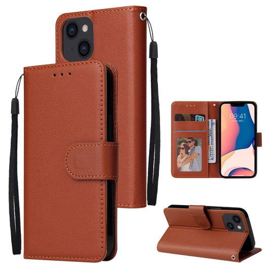 جراب جلدي متعدد الوظائف قابل للطي أفقيًا مع ثلاث فتحات للبطاقات، لهاتف iPhone 14، وiPhone 14 Plus، وiPhone 14 Pro، وiPhone 14 Pro Max