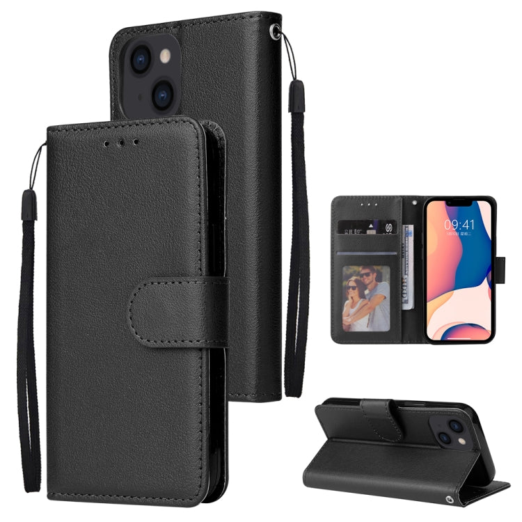 جراب جلدي متعدد الوظائف قابل للطي أفقيًا مع ثلاث فتحات للبطاقات، لهاتف iPhone 14، وiPhone 14 Plus، وiPhone 14 Pro، وiPhone 14 Pro Max