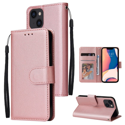 جراب جلدي متعدد الوظائف قابل للطي أفقيًا مع ثلاث فتحات للبطاقات، لهاتف iPhone 14، وiPhone 14 Plus، وiPhone 14 Pro، وiPhone 14 Pro Max