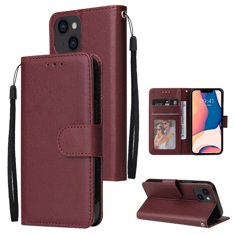جراب جلدي متعدد الوظائف قابل للطي أفقيًا مع ثلاث فتحات للبطاقات، لهاتف iPhone 14، وiPhone 14 Plus، وiPhone 14 Pro، وiPhone 14 Pro Max