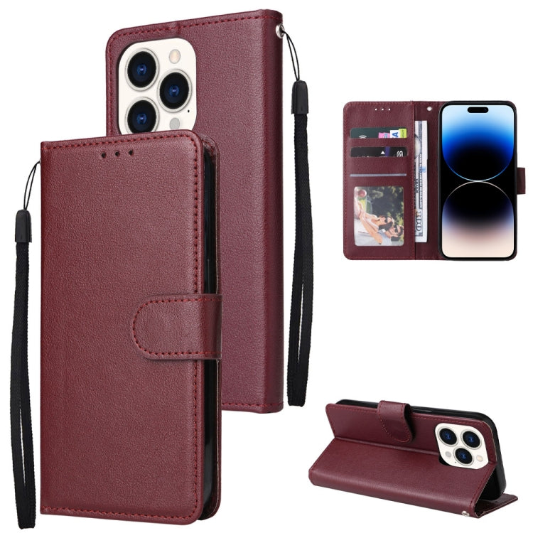 جراب جلدي متعدد الوظائف قابل للطي أفقيًا مع ثلاث فتحات للبطاقات، لهاتف iPhone 14، وiPhone 14 Plus، وiPhone 14 Pro، وiPhone 14 Pro Max