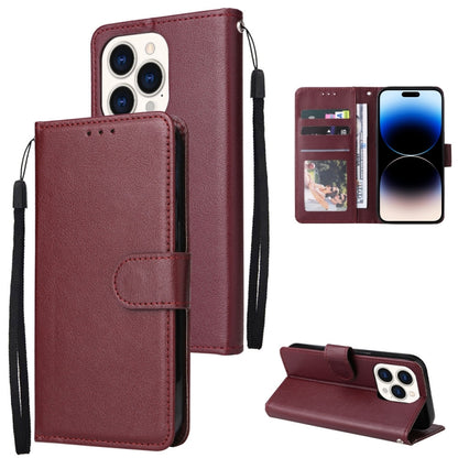 جراب جلدي متعدد الوظائف قابل للطي أفقيًا مع ثلاث فتحات للبطاقات، لهاتف iPhone 14، وiPhone 14 Plus، وiPhone 14 Pro، وiPhone 14 Pro Max