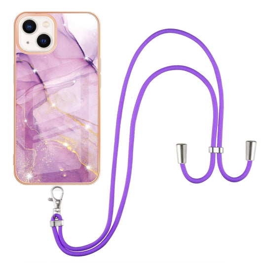 جراب IMD TPU مقاوم للصدمات بنمط رخامي مطلي بالكهرباء مع حبل للرقبة، لهاتف iPhone 14، وiPhone 14 Plus، وiPhone 14 Pro، وiPhone 14 Pro Max