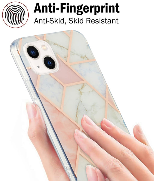 جراب هاتف IMD TPU مقاوم للصدمات مزدوج الجوانب بتصميم زهرة رخامية مطلية بالكهرباء، مناسب لأجهزة iPhone 14 وiPhone 14 Plus وiPhone 14 Pro وiPhone 14 Pro Max