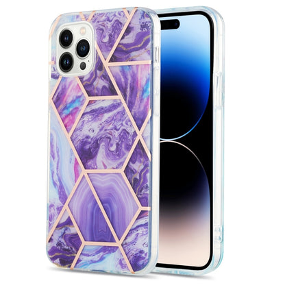 جراب هاتف IMD TPU مقاوم للصدمات مزدوج الجوانب بتصميم زهرة رخامية مطلية بالكهرباء، مناسب لأجهزة iPhone 14 وiPhone 14 Plus وiPhone 14 Pro وiPhone 14 Pro Max