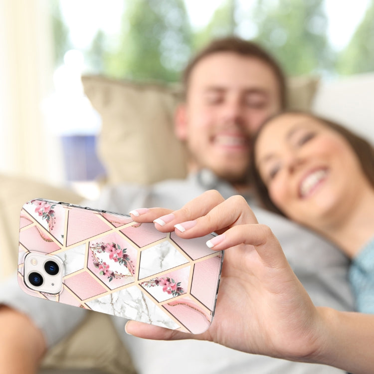 جراب TPU مقاوم للصدمات بنمط زهرة رخامية مطلية بالكهرباء، مناسب لأجهزة iPhone 14 وiPhone 14 Plus وiPhone 14 Pro وiPhone 14 Pro Max