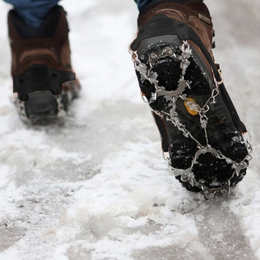 1 Pair 19 Teeth Anti-Slip Ice Gripper Hiking Climbing Chain Shoes Covers