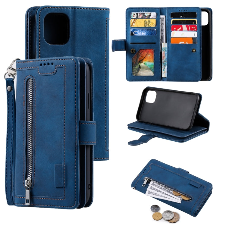 9 Card Slots Zipper Bag Leather Case, For iPhone 14 Pro Max, For iPhone 14 Pro, For iPhone 14, For iPhone 14 Plus