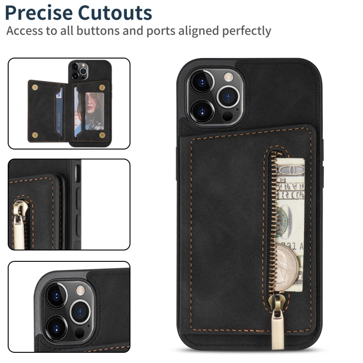 جراب هاتف بحامل بطاقات بسحاب، لهاتف iPhone 14 Pro Max، لهاتف iPhone 14 Pro، لهاتف iPhone 14، لهاتف iPhone 14 Plus