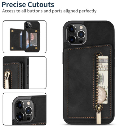جراب هاتف بحامل بطاقات بسحاب، لهاتف iPhone 14 Pro Max، لهاتف iPhone 14 Pro، لهاتف iPhone 14، لهاتف iPhone 14 Plus