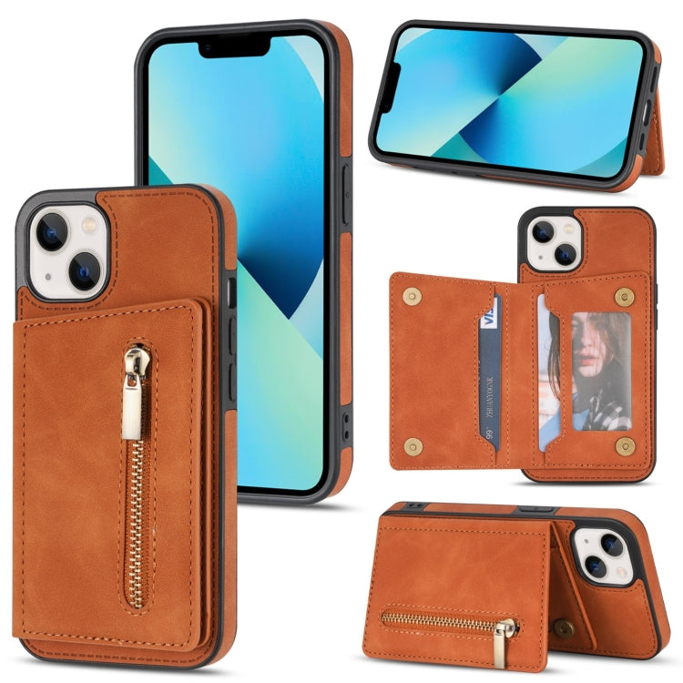 جراب هاتف بحامل بطاقات بسحاب، لهاتف iPhone 14 Pro Max، لهاتف iPhone 14 Pro، لهاتف iPhone 14، لهاتف iPhone 14 Plus