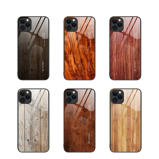 جراب حماية زجاجي بنقشة الخشب، مناسب لأجهزة iPhone 11 Pro Max وiPhone 13 Pro Max وiPhone 13 Pro وiPhone 13 وiPhone XR وiPhone XS Max وiPhone 11 Pro وiPhone 14 Pro Max