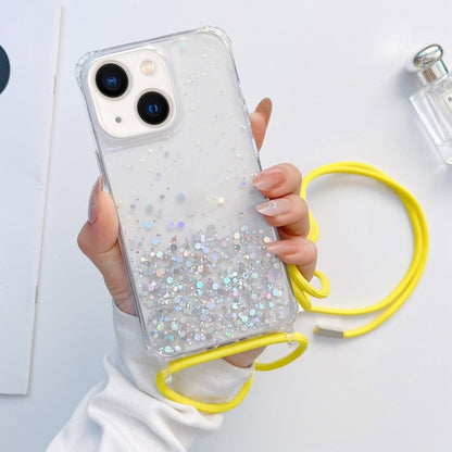 Lanyard Glitter Epoxy Clear Phone Case, For iPhone 14, For iPhone 14 Plus, For iPhone 14 Pro, For iPhone 14 Pro Max, For iPhone 13 mini, For iPhone 13