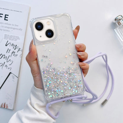 Lanyard Glitter Epoxy Clear Phone Case, For iPhone 14, For iPhone 14 Plus, For iPhone 14 Pro, For iPhone 14 Pro Max, For iPhone 13 mini, For iPhone 13