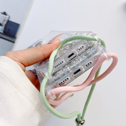 Lanyard Glitter Epoxy Clear Phone Case, For iPhone 14, For iPhone 14 Plus, For iPhone 14 Pro, For iPhone 14 Pro Max, For iPhone 13 mini, For iPhone 13