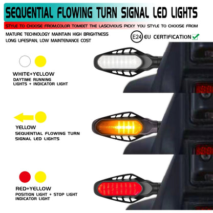 4 PCS Modified Motorcycle 16LEDs Brake Turn Tail Light, Smoked Shell