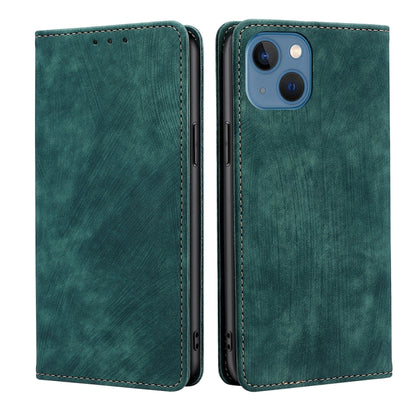 RFID Anti-theft Brush Magnetic Leather Phone Case, For iPhone 14, For iPhone 14 Plus, For iPhone 14 Pro, For iPhone 14 Pro Max