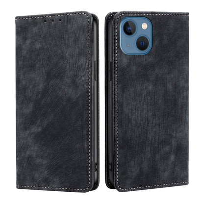 RFID Anti-theft Brush Magnetic Leather Phone Case, For iPhone 14, For iPhone 14 Plus, For iPhone 14 Pro, For iPhone 14 Pro Max