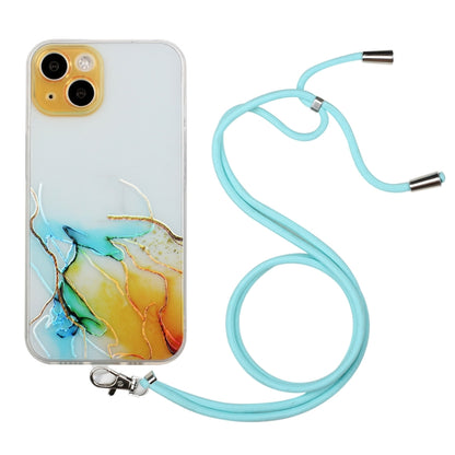 جراب واقٍ مقاوم للصدمات من مادة TPU بنمط رخامي مجوف مع حبل لحزام الرقبة، لهاتف iPhone 14، وiPhone 14 Plus، وiPhone 14 Pro، وiPhone 14 Pro Max، وiPhone 14 Max