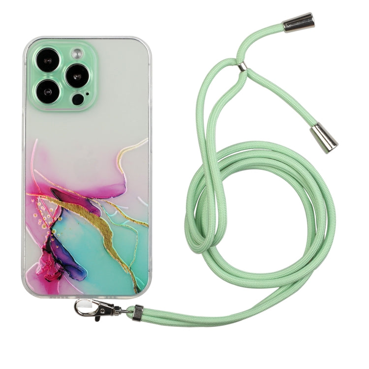 جراب واقٍ مقاوم للصدمات من مادة TPU بنمط رخامي مجوف مع حبل لحزام الرقبة، لهاتف iPhone 14، وiPhone 14 Plus، وiPhone 14 Pro، وiPhone 14 Pro Max، وiPhone 14 Max