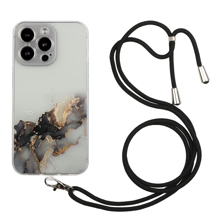 جراب واقٍ مقاوم للصدمات من مادة TPU بنمط رخامي مجوف مع حبل لحزام الرقبة، لهاتف iPhone 14، وiPhone 14 Plus، وiPhone 14 Pro، وiPhone 14 Pro Max، وiPhone 14 Max
