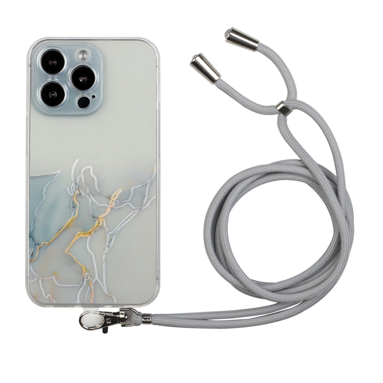 جراب واقٍ مقاوم للصدمات من مادة TPU بنمط رخامي مجوف مع حبل لحزام الرقبة، لهاتف iPhone 14، وiPhone 14 Plus، وiPhone 14 Pro، وiPhone 14 Pro Max، وiPhone 14 Max