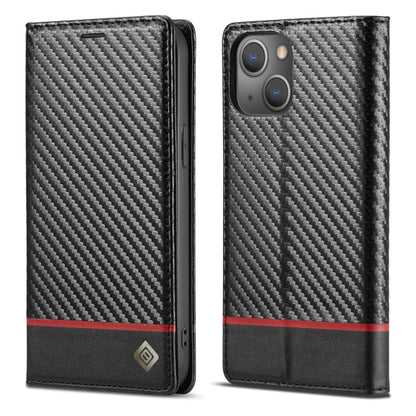 جراب LC.IMEEKE من ألياف الكربون PU + TPU الجلدي، لهاتف iPhone 14، وiPhone 14 Plus، وiPhone 14 Pro، وiPhone 14 Pro Max