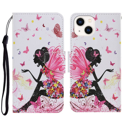 3D Colored Drawing Flip Leather Phone Case, For iPhone 14, For iPhone 14 Plus