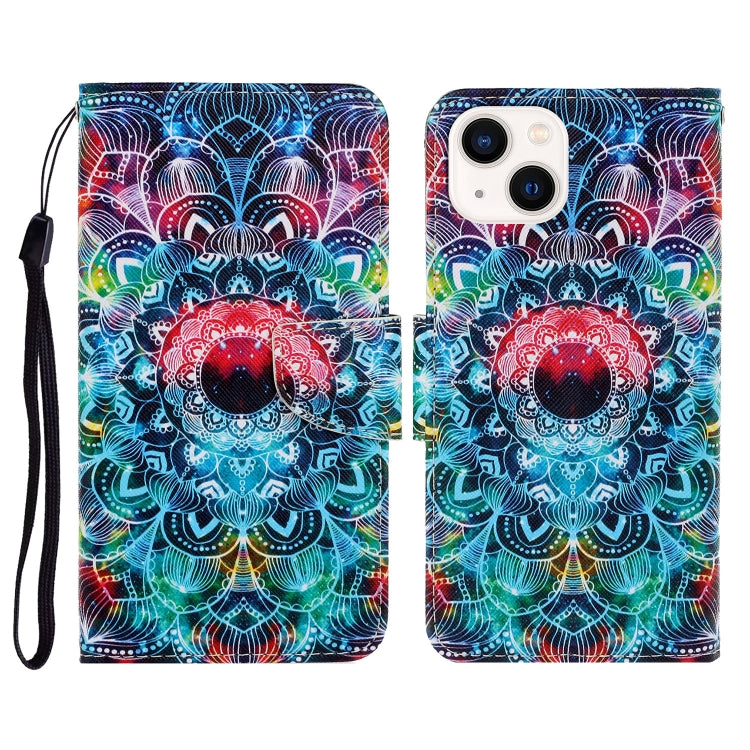 3D Colored Drawing Flip Leather Phone Case, For iPhone 14, For iPhone 14 Plus