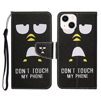 3D Colored Drawing Flip Leather Phone Case, For iPhone 14, For iPhone 14 Plus