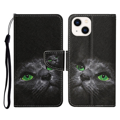 3D Colored Drawing Flip Leather Phone Case, For iPhone 14, For iPhone 14 Plus