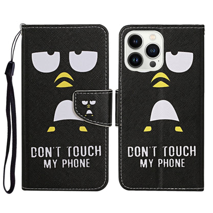 3D Colored Drawing Flip Leather Phone Case, For iPhone 14 Pro, For iPhone 14 Pro Max