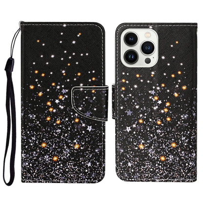 3D Colored Drawing Flip Leather Phone Case, For iPhone 14 Pro, For iPhone 14 Pro Max