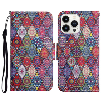 3D Colored Drawing Flip Leather Phone Case, For iPhone 14 Pro, For iPhone 14 Pro Max