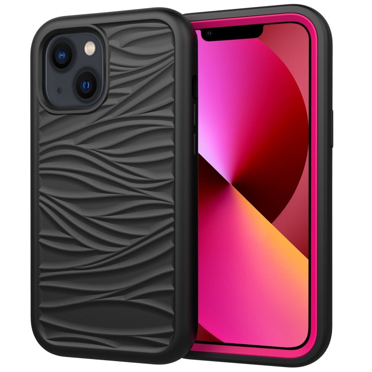 جراب هاتف مقاوم للصدمات 3 في 1 من السيليكون والبولي كربونات بتصميم موجة، مناسب لأجهزة iPhone 14 وiPhone 14 Plus وiPhone 14 Pro وiPhone 14 Pro Max
