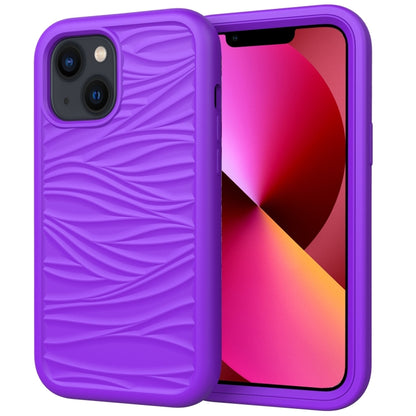 جراب هاتف مقاوم للصدمات 3 في 1 من السيليكون والبولي كربونات بتصميم موجة، مناسب لأجهزة iPhone 14 وiPhone 14 Plus وiPhone 14 Pro وiPhone 14 Pro Max