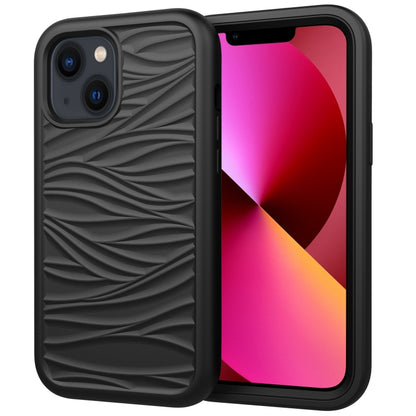 جراب هاتف مقاوم للصدمات 3 في 1 من السيليكون والبولي كربونات بتصميم موجة، مناسب لأجهزة iPhone 14 وiPhone 14 Plus وiPhone 14 Pro وiPhone 14 Pro Max