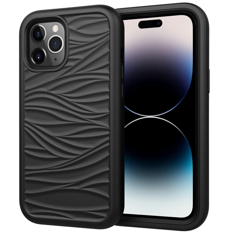 جراب هاتف مقاوم للصدمات 3 في 1 من السيليكون والبولي كربونات بتصميم موجة، مناسب لأجهزة iPhone 14 وiPhone 14 Plus وiPhone 14 Pro وiPhone 14 Pro Max