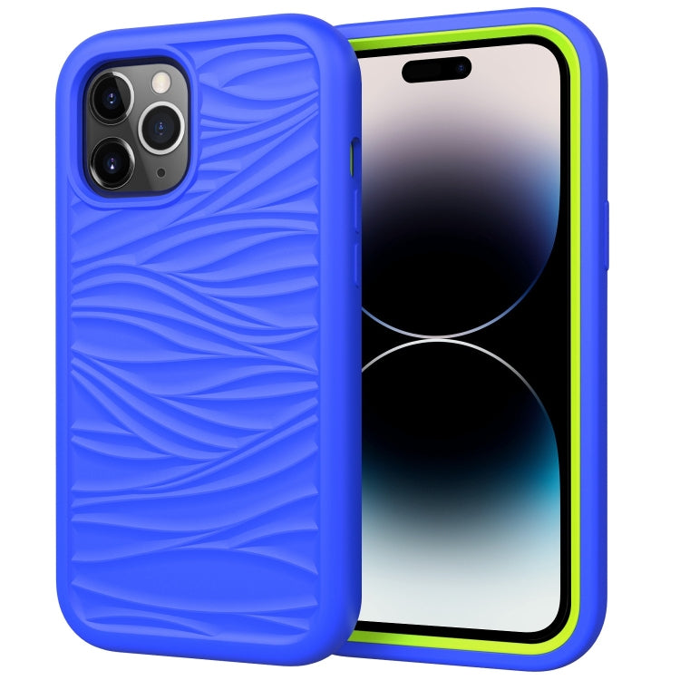 جراب هاتف مقاوم للصدمات 3 في 1 من السيليكون والبولي كربونات بتصميم موجة، مناسب لأجهزة iPhone 14 وiPhone 14 Plus وiPhone 14 Pro وiPhone 14 Pro Max