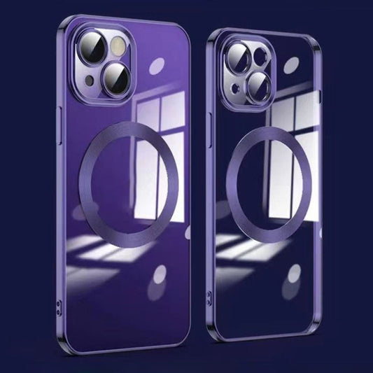 جراب هاتف مطلي بالكهرباء مع واقي عدسة ماج سيف، مناسب لأجهزة iPhone 14 وiPhone 14 Pro Max وiPhone 14 Pro وiPhone 14 Plus