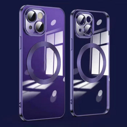 جراب هاتف مطلي بالكهرباء مع واقي عدسة ماج سيف، مناسب لأجهزة iPhone 14 وiPhone 14 Pro Max وiPhone 14 Pro وiPhone 14 Plus