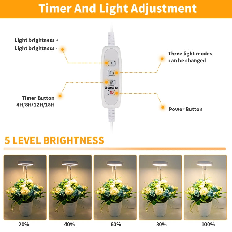 مصباح تعبئة لنمو النباتات العصارية بقوة 10 وات، 48 مصباح LED، حلقة ملاك، نحلة، أنبوب دائري