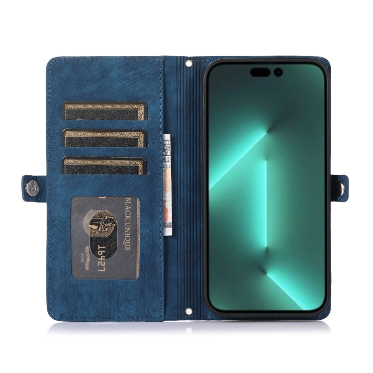 جراب هاتف جلدي بمحفظة مع فتحة للبطاقات وسحاب، مناسب لأجهزة iPhone 14 Pro Max وiPhone 14 Pro وiPhone 14 Plus وiPhone 14