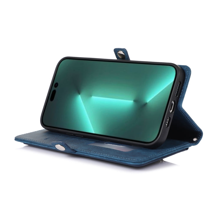 جراب هاتف جلدي بمحفظة مع فتحة للبطاقات وسحاب، مناسب لأجهزة iPhone 14 Pro Max وiPhone 14 Pro وiPhone 14 Plus وiPhone 14