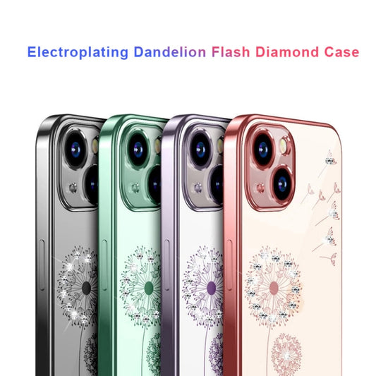 جراب هاتف TPU مطلي بالكهرباء من زهرة الهندباء الماسية، مناسب لأجهزة iPhone 14 وiPhone 14 Plus وiPhone 14 Pro وiPhone 14 Pro Max