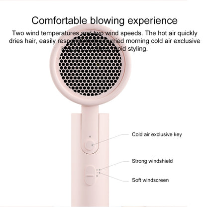 مجفف الشعر الكهربائي المحمول الأصلي Xiaomi Mijia H100 بالأيونات السالبة، قابس أمريكي، H100 (أبيض)، H100 (وردي)