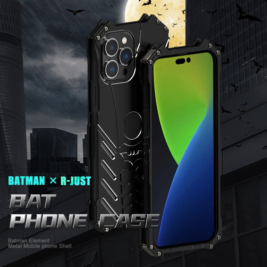 جراب حماية معدني لهاتف محمول من R-JUST Batman، مناسب لأجهزة iPhone 14 وiPhone 14 Plus وiPhone 14 Pro وiPhone 14 Pro Max