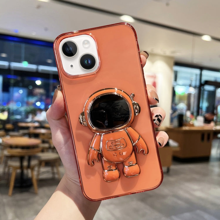 جراب هاتف TPU مطلي بحامل رائد فضاء، مناسب لأجهزة iPhone 14 وiPhone 14 Plus وiPhone 14 Pro وiPhone 14 Pro Max وiPhone 13 وiPhone 13 Pro